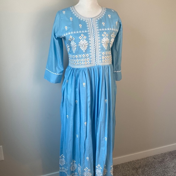 Designer Indian cotton Kurti top Nehra style cut embroidered - Picture 1 of 7